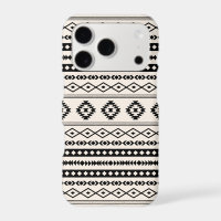 Aztec Black on Cream Mixed Motifs Pattern