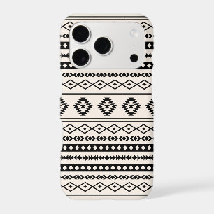 Aztec Black on Cream Mixed Motifs Pattern