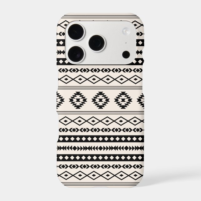Aztec Black on Cream Mixed Motifs Pattern (Back)