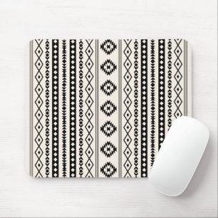 Aztec Black on Cream Mixed Motifs V Pattern Mouse Mat