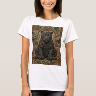 Aztec Black Panther Tribal Stone Pattern T-Shirt