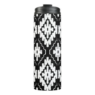 Aztec Black-White: Vintage Ethnic Print. Thermal Tumbler