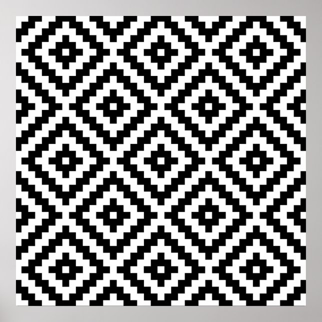 Aztec Block Symbol Big Ptn Black & White I Poster (Front)