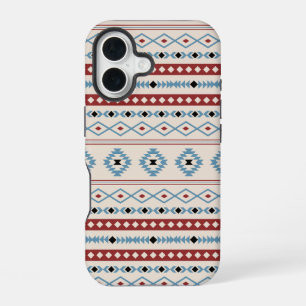 Aztec Blue Red Black Cream Mixed Motifs Pattern iPhone 16 Case