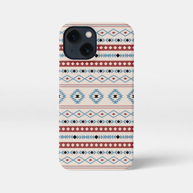 Aztec Blue Red Black Cream Mixed Motifs Pattern iPhone Case (Back)