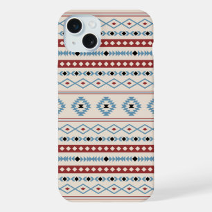 Aztec Blue Red Black Cream Mixed Motifs Pattern iPhone 15 Plus Case