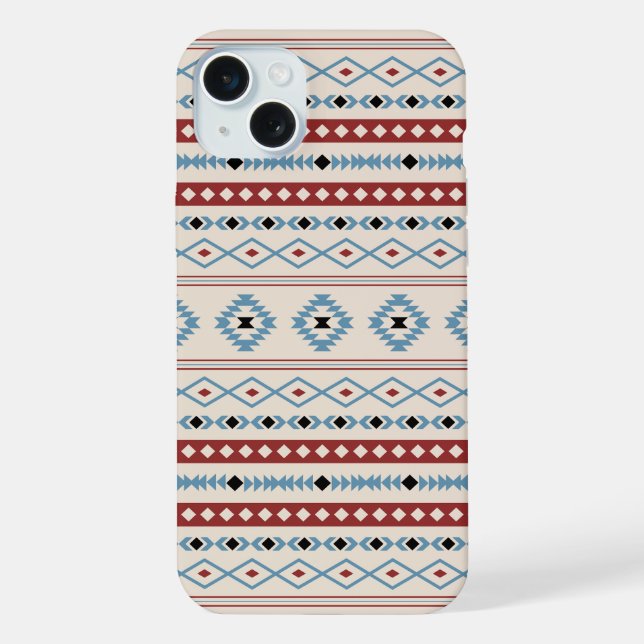Aztec Blue Red Black Cream Mixed Motifs Pattern iPhone Case (Back)