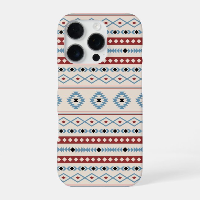 Aztec Blue Red Black Cream Mixed Motifs Pattern iPhone Case (Back)