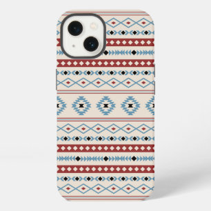 Aztec Blue Red Black Cream Mixed Motifs Pattern iPhone 13 Case
