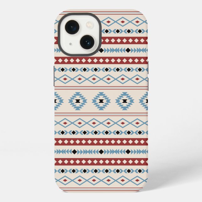Aztec Blue Red Black Cream Mixed Motifs Pattern iPhone Case (Back)