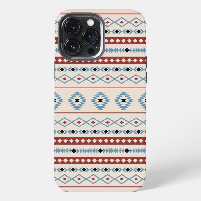 Aztec Blue Red Black Cream Mixed Motifs Pattern iPhone Case (Back)