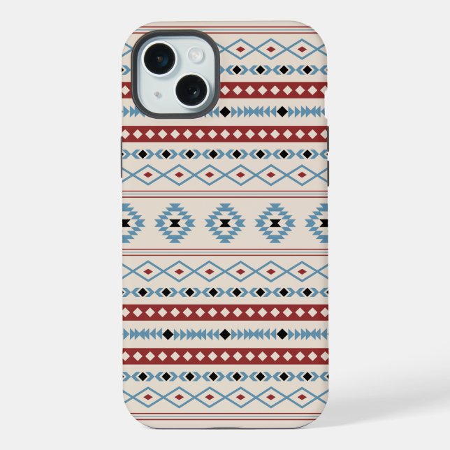 Aztec Blue Red Black Cream Mixed Motifs Pattern iPhone Case (Back)