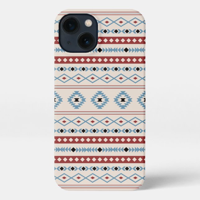 Aztec Blue Red Black Cream Mixed Motifs Pattern iPhone Case (Back)