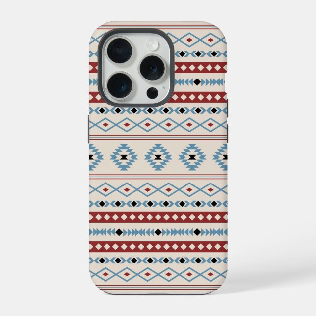Aztec Blue Red Black Cream Mixed Motifs Pattern iPhone Case (Back)