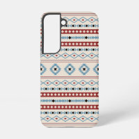 Aztec Blue Red Black Cream Mixed Motifs Pattern