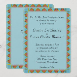 Aztec Blue Wedding Invitation