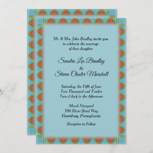 Aztec Blue Wedding Invitation 5" x 7"