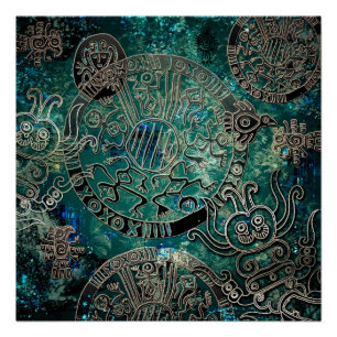Aztec blues Poster Paper (Semi-Gloss)