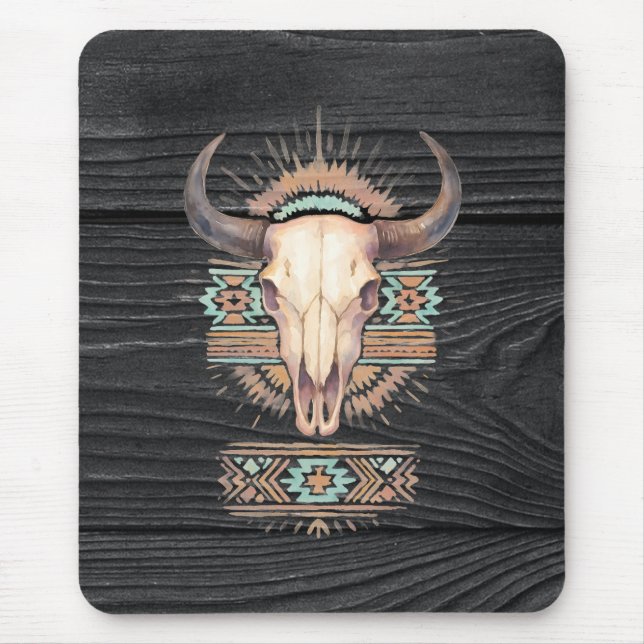 Aztec Boho Skull Mouse Mat (Front)