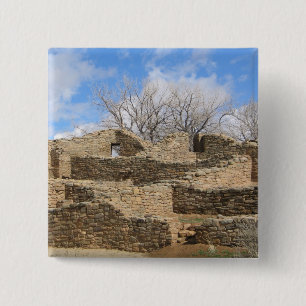 aztec brick ruins with nice sky 15 cm square badge