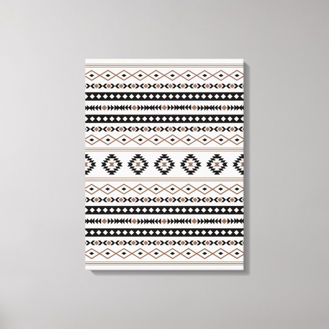 Aztec Brown Black Cream Mixed Motifs Pattern Canva Canvas Print (Front)