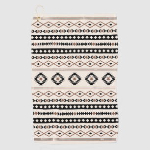 Aztec Brown Black Cream Mixed Motifs Pattern Golf Towel