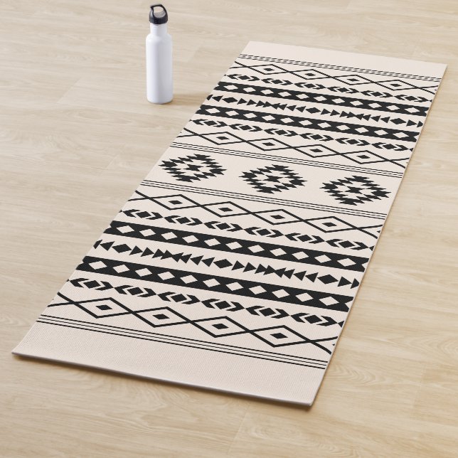 Aztec Brown on Cream Mixed Motifs Pattern Yoga Mat (In Situ)
