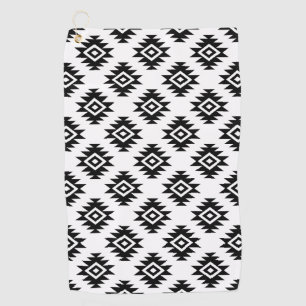 Aztec BW Symbol on White Pattern Golf Towel