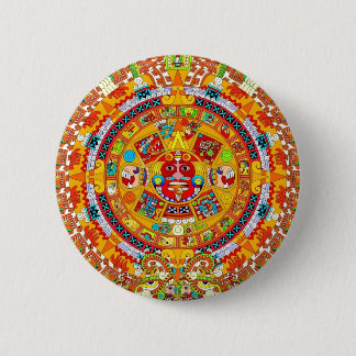 Aztec calendar 6 cm round badge