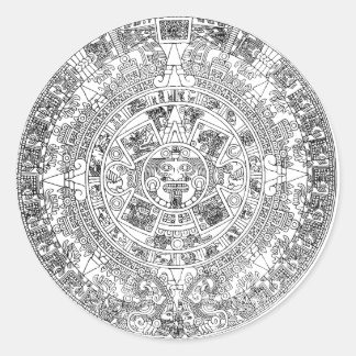 aztec calendar classic round sticker
