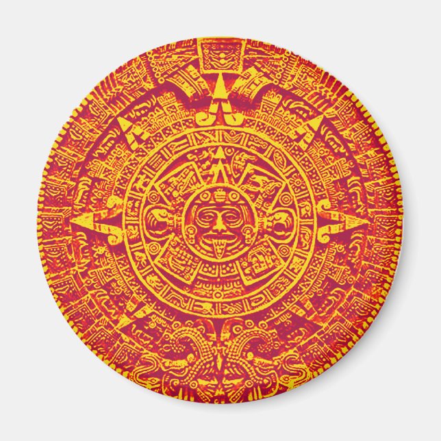 Aztec Calendar - gold Magnet (Front)