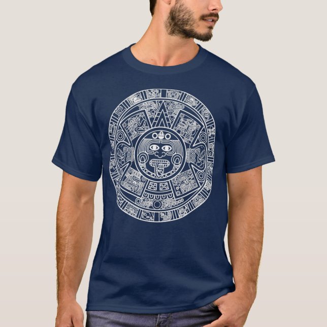 Aztec Calendar  Mexica Nahuatl  Mayan Sun Stone T-Shirt (Front)