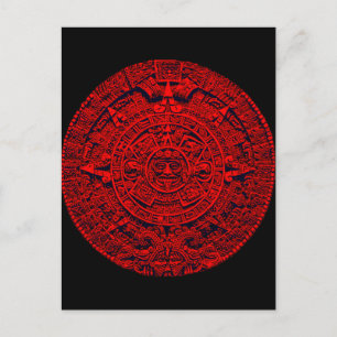 Aztec Calendar - (red) postcard