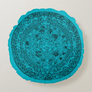 Aztec Calendar Round Cushion