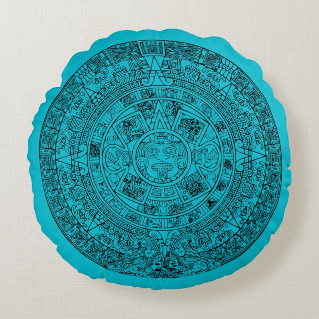Aztec Calendar Round Cushion (Front)