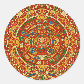 Aztec Calendar Stone or Sun Stone of Mexico. Classic Round Sticker
