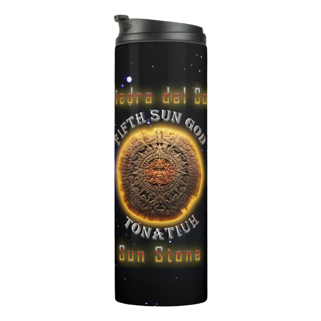 aztec calendar stone thermal tumbler (Rotated Right)