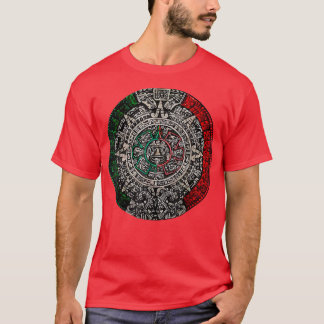 Aztec Calendar Sun Stone Meican Art Carving Maya M T-Shirt