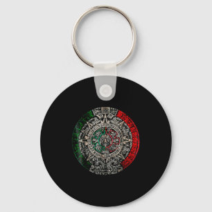 Aztec Calendar Sun Stone Mexican Art Carving Maya Key Ring