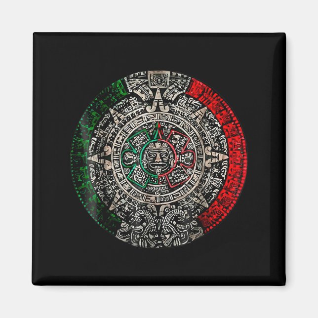 Aztec Calendar Sun Stone Mexican Art Carving Maya  Magnet (Front)
