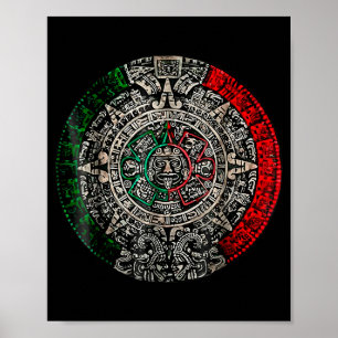 Aztec Calendar Sun Stone Mexican Art Carving Maya  Poster