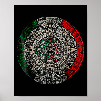 Aztec Calendar Sun Stone Mexican Art Carving Maya  Poster