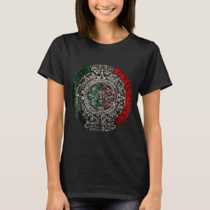 Aztec Calendar Sun Stone Mexican Art Carving Maya  T-Shirt
