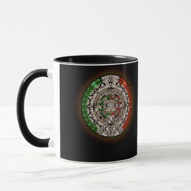 Aztec Calendar Sun Stone Mexican Art Carving Mug (Left)