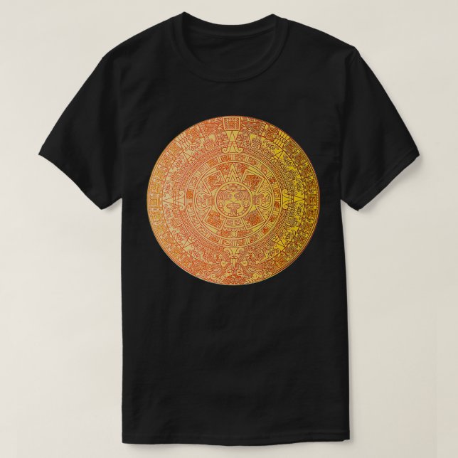 Aztec Calendar Sun Stone Symbol Maya Ancient Mayan T-Shirt (Design Front)