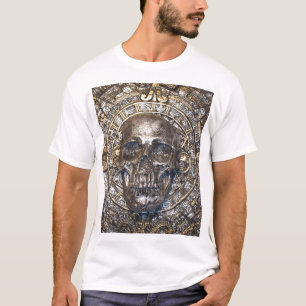 aztec calendar with skull t-shirt
