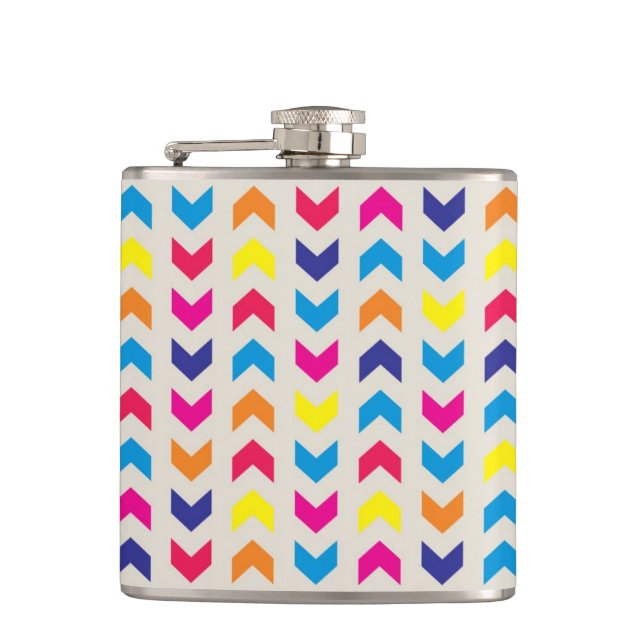 Aztec Chevron colourful Hip Flask (Front)
