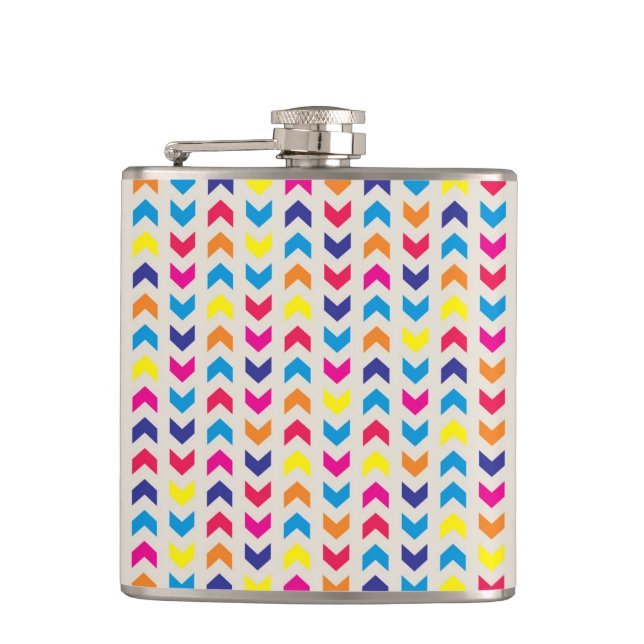Aztec Chevron colourful Hip Flask (Front)