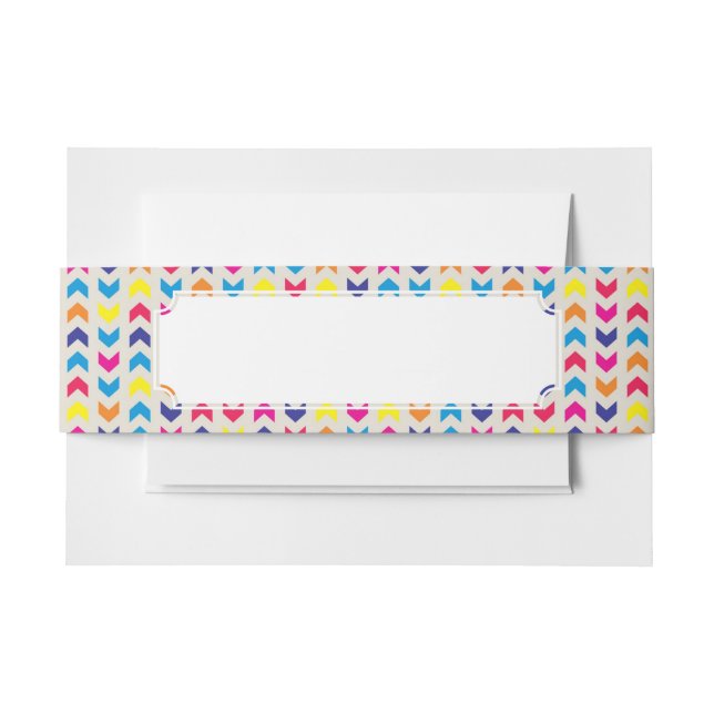 Aztec Chevron colourful Invitation Belly Band (Front Example)