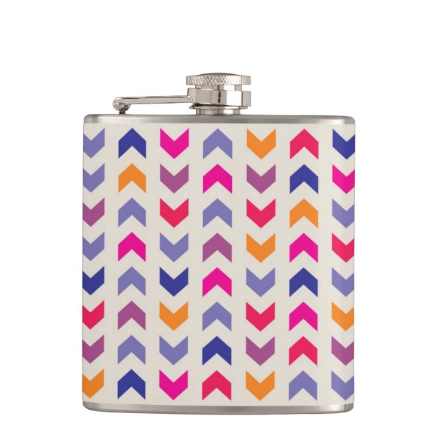 Aztec Chevron colourful pattern Hip Flask (Front)